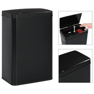Кош за смет с автоматичен сензор черен неръждаема стомана 60 л