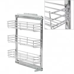 3-етажна издърпваща се кошница за кухня, сребриста, 47x11x56 см