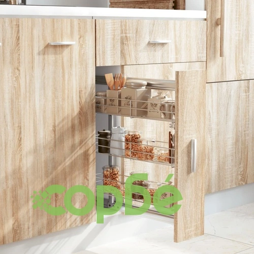 Издърпваща се кошница за кухня 3 нива сребриста 47x15,5x55,5 см ➤ топ цена ➤ sorbe.bg