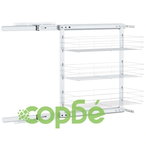 Издърпваща се кошница за кухня 3 нива сребриста 47x25x56 см ➤ топ цена ➤ sorbe.bg