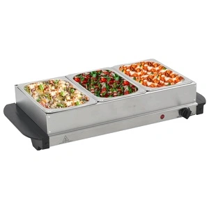 Бюфет за топло сервиране, неръждаема стомана, 200 W, 3x1,5 л