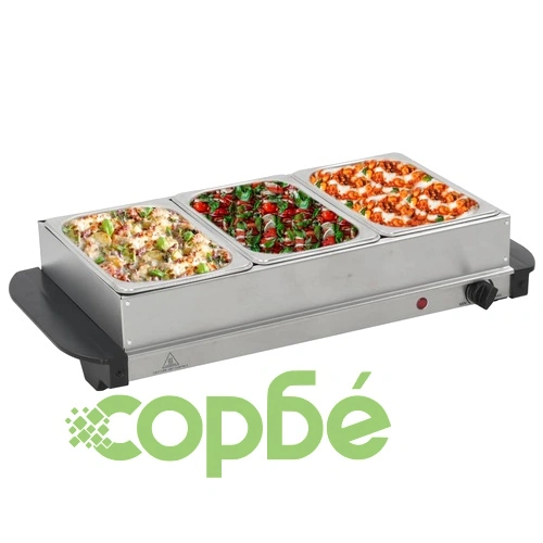 Бюфет за топло сервиране, неръждаема стомана, 200 W, 3x1,5 л ➤ топ цена ➤ sorbe.bg