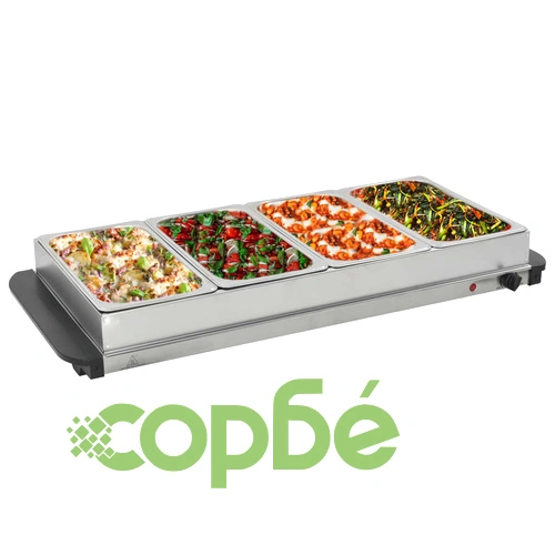 Бюфет за топло сервиране, неръждаема стомана, 400 W, 4x2,5 л ➤ топ цена ➤ sorbe.bg