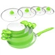 Комплект съдове за готвене, 8 части, зелен, алуминий
