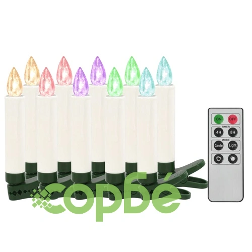 Безжични коледни LED свещи с дистанционно управление 10 бр RGB ➤ топ цена ➤ sorbe.bg