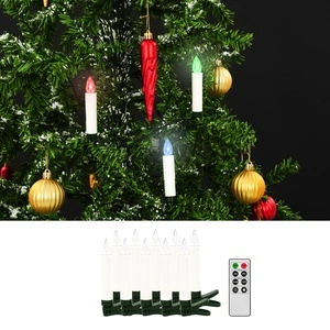 Безжични коледни LED свещи с дистанционно управление 10 бр RGB
