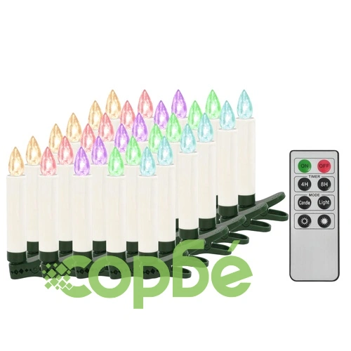 Безжични коледни LED свещи с дистанционно управление 30 бр RGB ➤ топ цена ➤ sorbe.bg