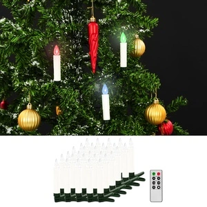 Безжични коледни LED свещи с дистанционно управление 30 бр RGB