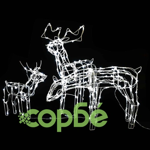 Коледна украса, 3 светещи елена, 229 LED лампи ➤ топ цена ➤ sorbe.bg