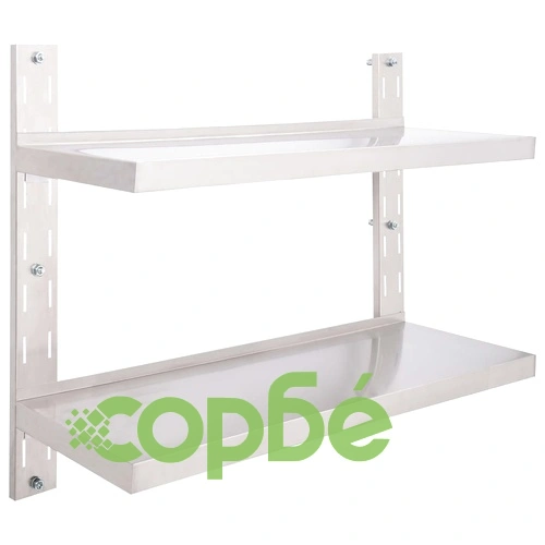 Стенен рафт с 2 нива, неръждаема стомана, 100x30 см ➤ топ цена ➤ sorbe.bg