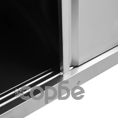 Работна маса с плъзгащи врати, 100x50x(95-97) см, инокс ➤ топ цена ➤ sorbe.bg