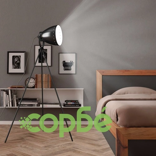 Наземна лампа с трипод, метал, черна, Е27 ➤ топ цена ➤ sorbe.bg