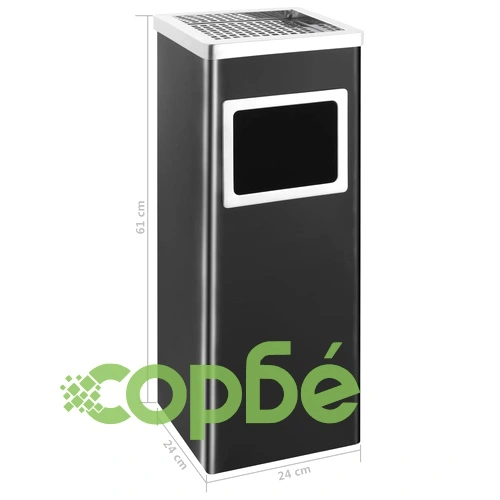 Хотелски кош-пепелник, 36 л, стомана, черен ➤ топ цена ➤ sorbe.bg