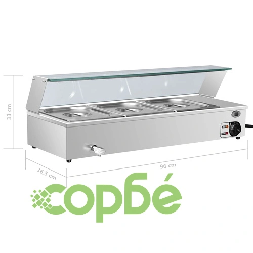 Бен Мари гастронорм топла витрина инокс 3 тави GN 1/2 ➤ топ цена ➤ sorbe.bg