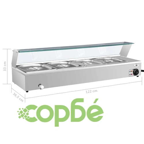 Бен Мари гастронорм топла витрина инокс 4 тави GN 1/2 ➤ топ цена ➤ sorbe.bg