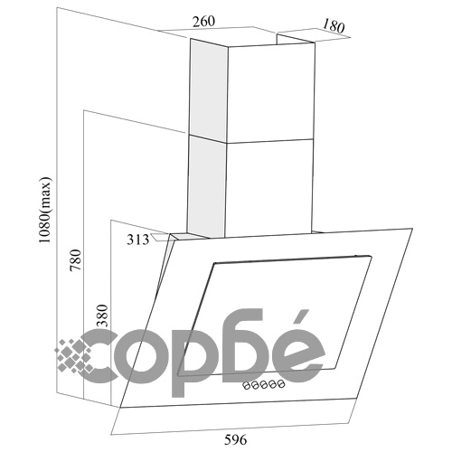 Стенен абсорбатор, 60 см, инокс и закалено стъкло, бял ➤ топ цена ➤ sorbe.bg