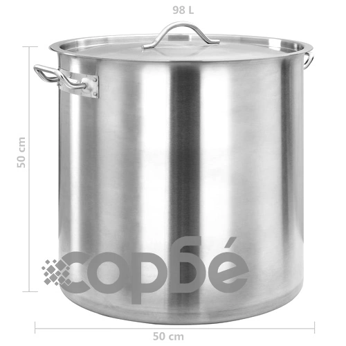 Тенджера, 98 л, 50x50 см, неръждаема стомана ➤ топ цена ➤ sorbe.bg