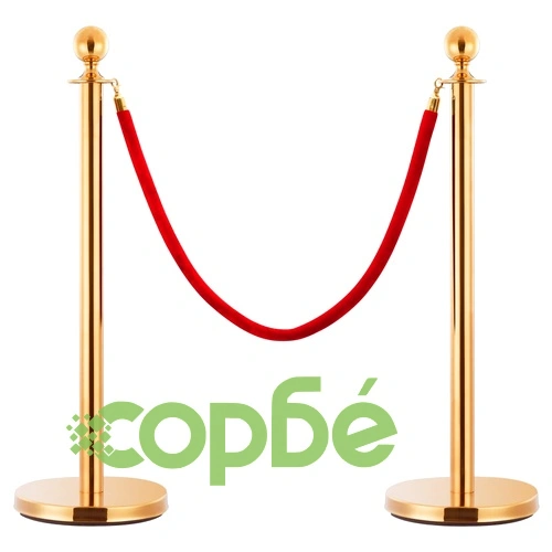 Въже за бариера, червено и златисто, кадифе ➤ топ цена ➤ sorbe.bg