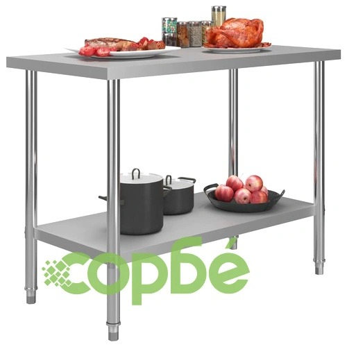 Кухненска работна маса, 120x60x85 см, неръждаема стомана ➤ топ цена ➤ sorbe.bg