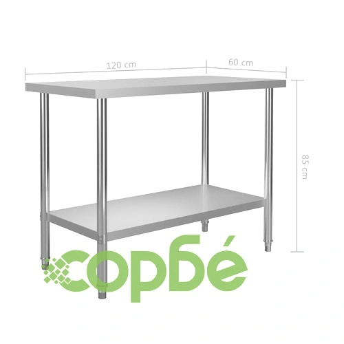 Кухненска работна маса, 120x60x85 см, неръждаема стомана ➤ топ цена ➤ sorbe.bg