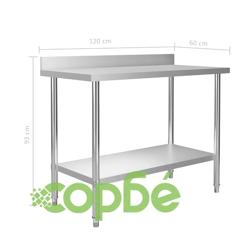 Кухненска работна маса с панел 120x60x93 см неръждаема стомана ➤ топ цена ➤ sorbe.bg