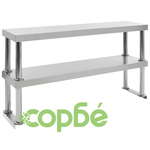 Рафт за работна маса на 2 нива 120x30x35 см неръждаема стомана  ➤ топ цена ➤ sorbe.bg