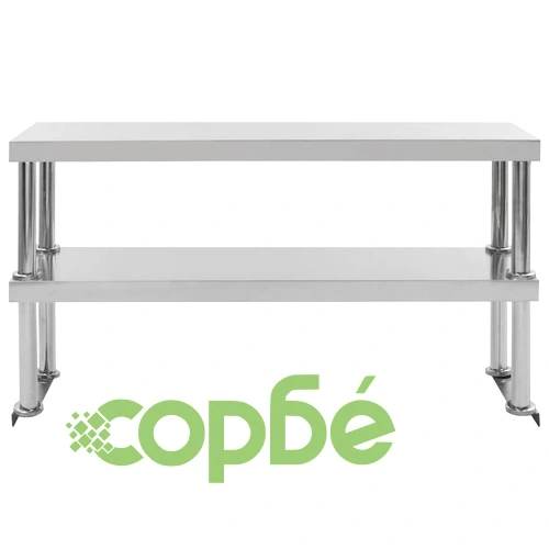 Рафт за работна маса на 2 нива 120x30x35 см неръждаема стомана  ➤ топ цена ➤ sorbe.bg
