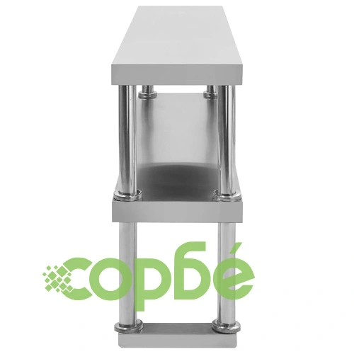 Рафт за работна маса на 2 нива 120x30x35 см неръждаема стомана  ➤ топ цена ➤ sorbe.bg