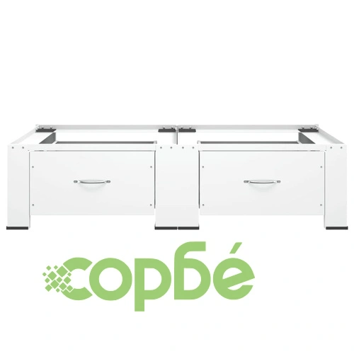 Двойна стойка за пералня и сушилня с чекмеджета, бяла ➤ топ цена ➤ sorbe.bg