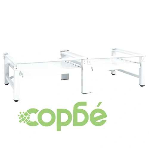 Стойка за пералня и сушилня с изтеглящи се рафтове, бяла ➤ топ цена ➤ sorbe.bg