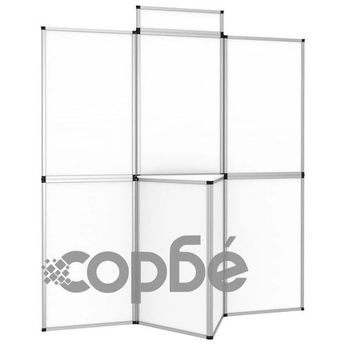 Сгъваема експо стена, 8 панела, с маса, 181x200 см, бяла ➤ топ цена ➤ sorbe.bg