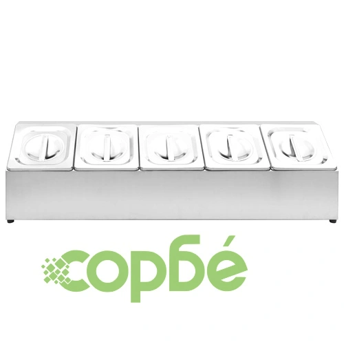 Гастронорм контейнер държач с 5 GN съда 1/6 неръждаема стомана  ➤ топ цена ➤ sorbe.bg