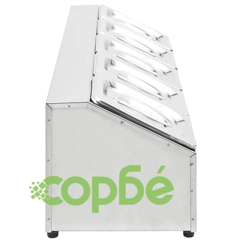 Гастронорм контейнер държач с 5 GN съда 1/6 неръждаема стомана  ➤ топ цена ➤ sorbe.bg