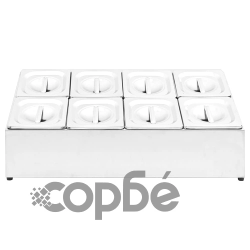 Гастронорм контейнер държач с 8 GN съда 1/6 неръждаема стомана ➤ топ цена ➤ sorbe.bg