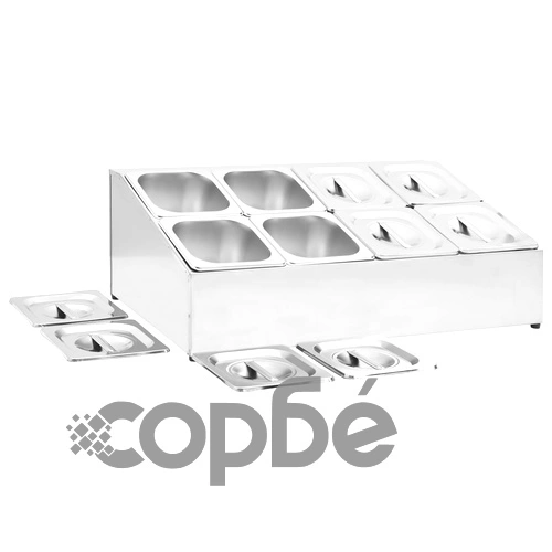 Гастронорм контейнер държач с 8 GN съда 1/6 неръждаема стомана ➤ топ цена ➤ sorbe.bg