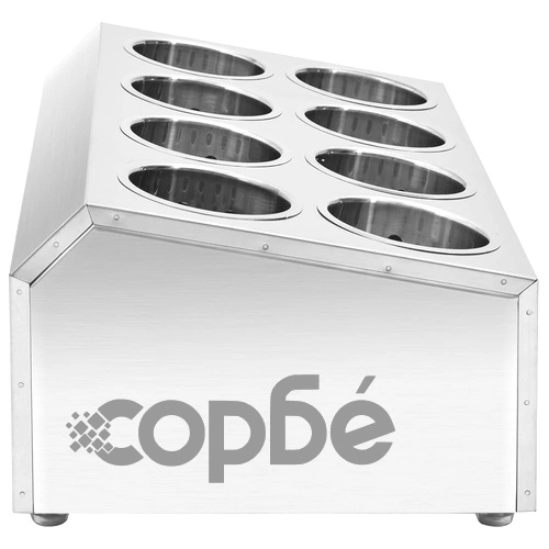 Държач за прибори за хранене, 8 решетки, правоъгълен, инокс  ➤ топ цена ➤ sorbe.bg