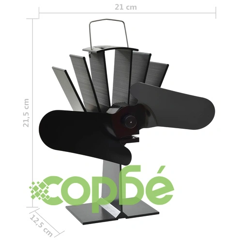 Вентилатор за печка за топъл въздух, 2 перки, черен ➤ топ цена ➤ sorbe.bg