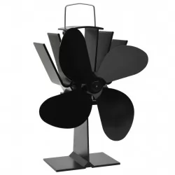 Вентилатор за печка за топъл въздух, 4 перки, черен 