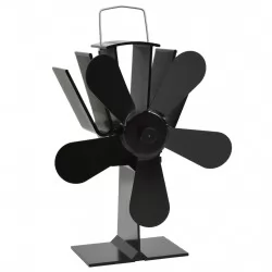 Вентилатор за печка за топъл въздух, 5 перки, черен 