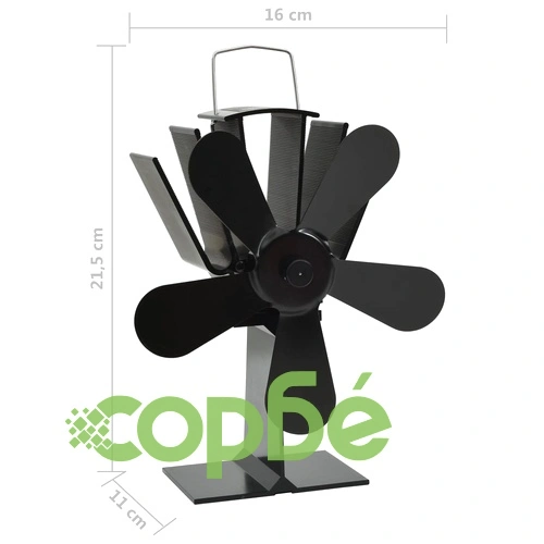 Вентилатор за печка за топъл въздух, 5 перки, черен ➤ топ цена ➤ sorbe.bg