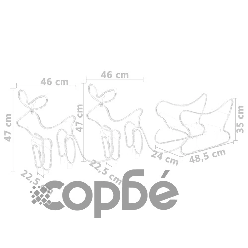 Коледна украса за открито северни елени с шейна 576 LED   ➤ топ цена ➤ sorbe.bg