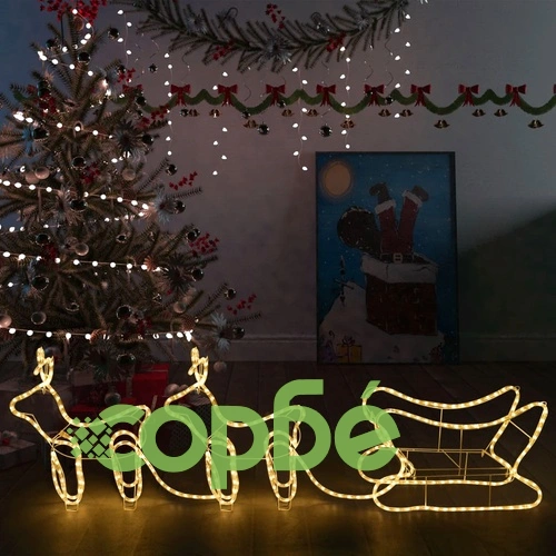 Коледна украса за открито северни елени с шейна 576 LED   ➤ топ цена ➤ sorbe.bg