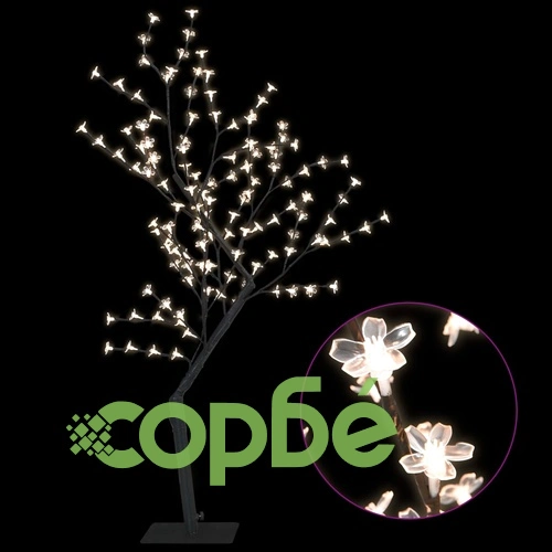 Коледно дърво, 128 топло бели LED, разцъфнала череша, 120 см ➤ топ цена ➤ sorbe.bg