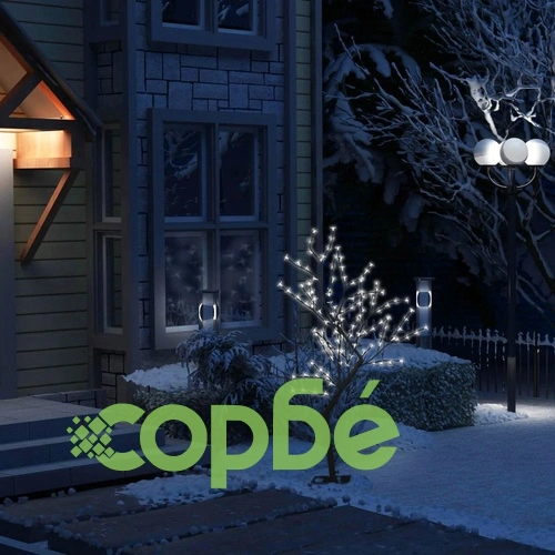 Коледно дърво, 128 студено бeли LED, разцъфнала череша, 120 см ➤ топ цена ➤ sorbe.bg