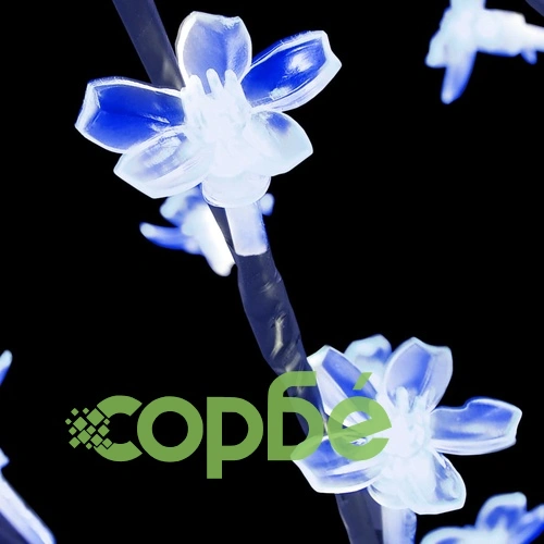 Коледно дърво, 128 сини LED, разцъфнала череша, 120 см ➤ топ цена ➤ sorbe.bg