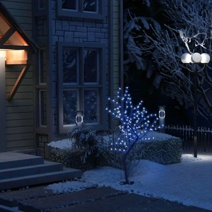 Коледно дърво, 128 сини LED, разцъфнала череша, 120 см