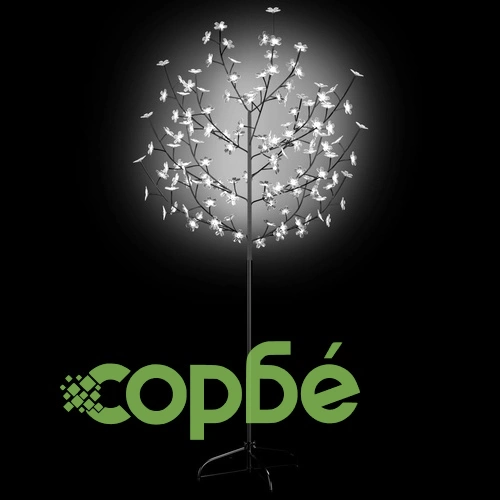 Коледно дърво, 120 LED студено бeли, разцъфнала череша, 150 см ➤ топ цена ➤ sorbe.bg