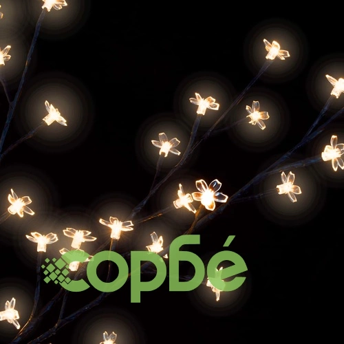 Коледно дърво, 200 LED топло бeли, разцъфнала череша, 180 см ➤ топ цена ➤ sorbe.bg