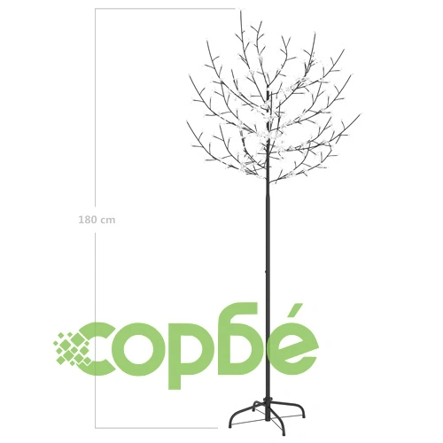 Коледно дърво, 200 LED топло бeли, разцъфнала череша, 180 см ➤ топ цена ➤ sorbe.bg