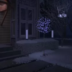 Коледно дърво, 200 LED синьо-бели, разцъфнала череша, 180 см